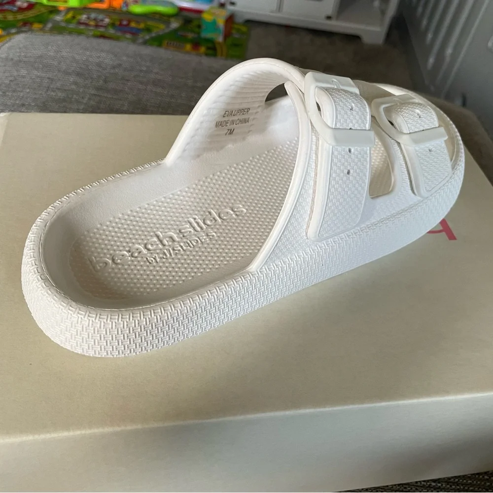 J/SLIDES White Double Buckle Sandals - Picture 3 of 3
